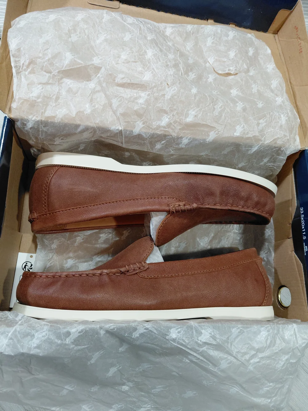 NEW Polo Ralph Lauren Men’s Merton Venetion Brown Leather Loafers Tan Brown M9.5